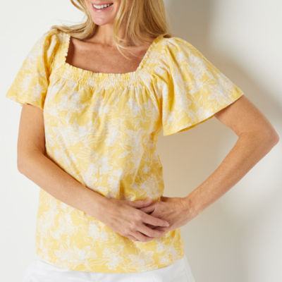 St. John's Bay Womens Square Neck Short Sleeve Top