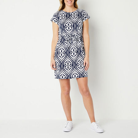  Liz Claiborne Short Sleeve Geometric T-Shirt Dress