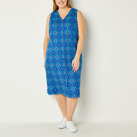  Liz Claiborne Sleeveless Geometric A-Line Dress Plus
