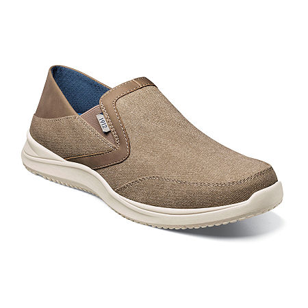 Nunn Bush Mens Conway Ez Canvas Slip-On Shoe, 8 Medium, Beige