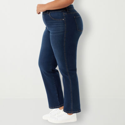 Gloria Vanderbilt Plus Womens High Rise Straight Leg Jean