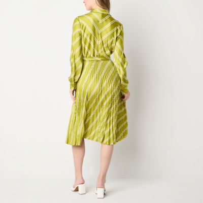 Worthington Womens Long Sleeve Striped Shirt Dress