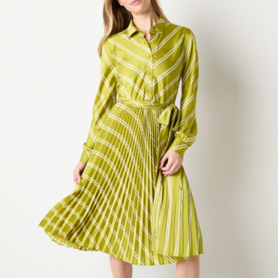 Worthington Womens Long Sleeve Striped Shirt Dress