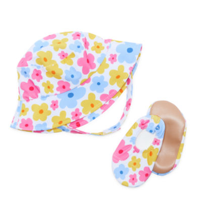 So Adorable Baby Girls Swim Shoe and Sun Hat Set