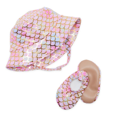 So Adorable Baby Girls Swim Shoe and Sun Hat Set