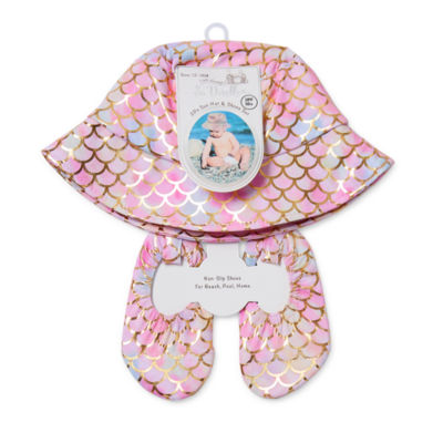 So Adorable Baby Girls Swim Shoe and Sun Hat Set