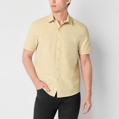 Stylus Mens Regular Fit Short Sleeve Seersucker Button-Down Shirt