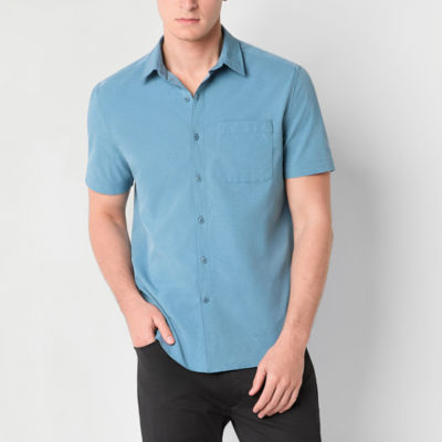 stylus stretch mens regular fit short sleeve button down shirt