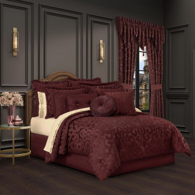 Queen Street Le Grande Maroon 4-pc. Jacquard Midweight Comforter Set
