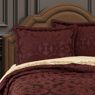 Queen Street Le Grande Maroon 4-pc. Jacquard Midweight Comforter Set