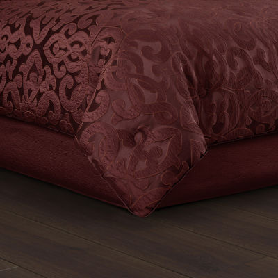 Queen Street Le Grande Maroon 4-pc. Jacquard Midweight Comforter Set