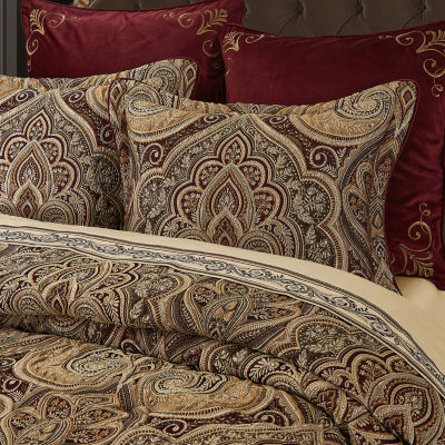 Five Queens Court Bordeaux 4-pc. Damask + Scroll Midweight Comforter Set