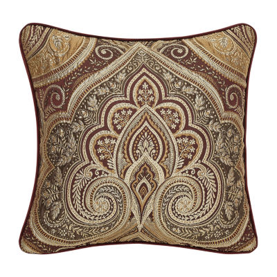 Five Queens Court Bordeaux Square Throw Pillow