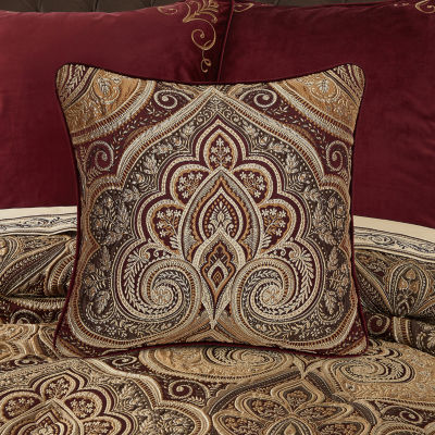 Five Queens Court Bordeaux Square Throw Pillow