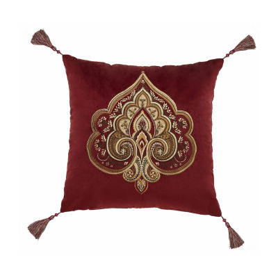 Five Queens Court Bordeaux Square Throw Pillow