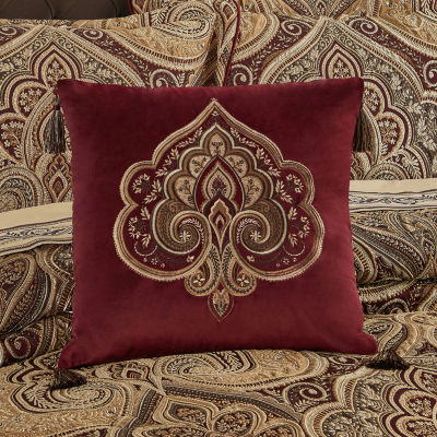 Five Queens Court Bordeaux Square Throw Pillow