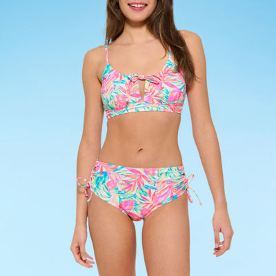 Decree Adjustable Straps Leaf Bralette Bikini Swimsuit Top Juniors