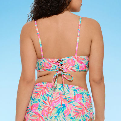Decree Adjustable Straps Leaf Bralette Bikini Swimsuit Top Juniors
