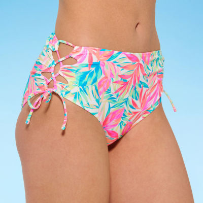 Decree Womens Leaf High Waist Bikini Swimsuit Bottom Juniors