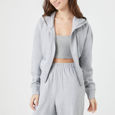 Forever 21 Lightweight Fleece Full Zip Jacket-Juniors