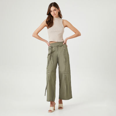 Forever 21 Womens Mid Rise Wide Leg Cargo Pant-Juniors