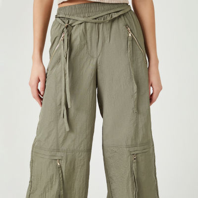 Forever 21 Womens Mid Rise Wide Leg Cargo Pant-Juniors