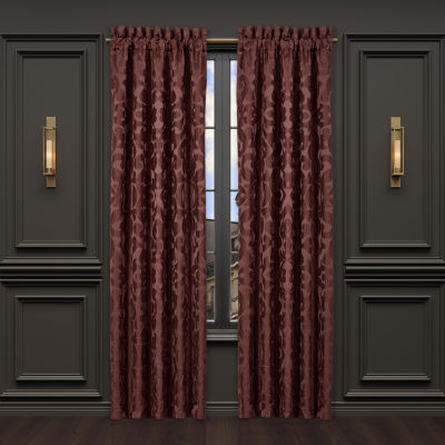 Queen Street Le Grande Maroon Rod Pocket Energy Saving Light-Filtering Set of 2 Curtain Panels