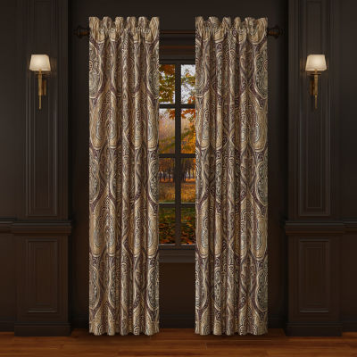 Five Queens Court Bordeaux Energy Saving Light-Filtering Rod Pocket Set of 2 Curtain Panel