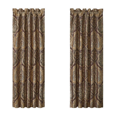 Five Queens Court Bordeaux Energy Saving Light-Filtering Rod Pocket Set of 2 Curtain Panel