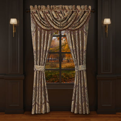 Five Queens Court Bordeaux Rod Pocket Waterfall Valance