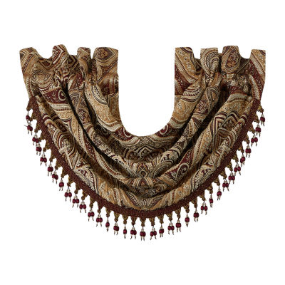 Five Queens Court Bordeaux Rod Pocket Waterfall Valances
