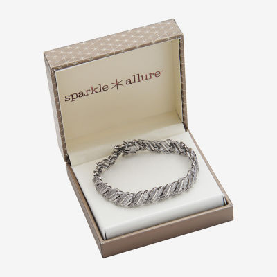Sparkle Allure Womens Natural Diamond Accent Pure Silver Over Bronze 7.25 Inch Tennis Bracelet