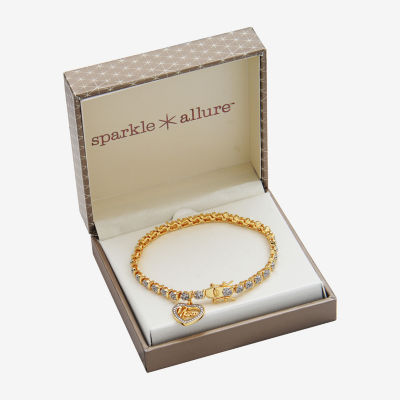 Sparkle Allure Mom Womens Natural Diamond Accent Heart 7.25 Inch Tennis Bracelet