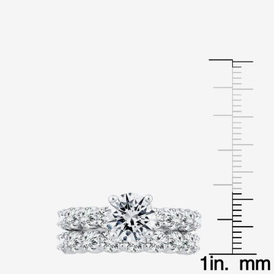 Signature By Modern Bride (F / VS2) Womens 4 CT. T.W. Lab Grown White Diamond 10K or 14K Gold Round Side Stone Bridal Set