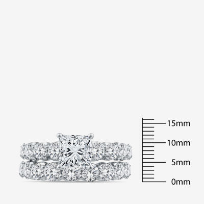 Signature By Modern Bride (G / Si1-Si2) Womens 4 CT. T.W. Lab Grown White Diamond 10K White Gold Side Stone Bridal Set