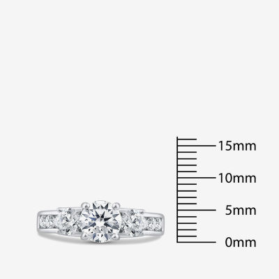 Love Lives Forever (G / Si1-Si2) Womens 2 CT. T.W. Lab Grown White Diamond 10K White Gold Round Side Stone 3-Stone Engagement Ring