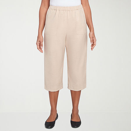 Alfred Dunner Catalina Island Womens Capri Pants, 8 Petite, Beige