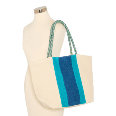 Mixit Color Block Jute Tote Bag