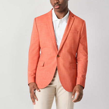 J. Ferrar Mens Slim Fit Sport Coat, 36 Short, Orange