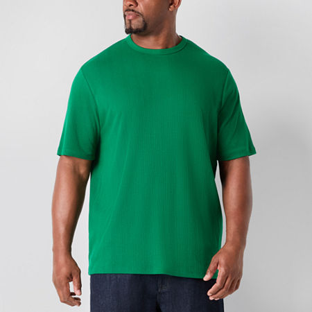 Shaquille O'Neal XLG Big and Tall Ribbed Mens Crew Neck Short Sleeve T-Shirt, Large Tall, Green