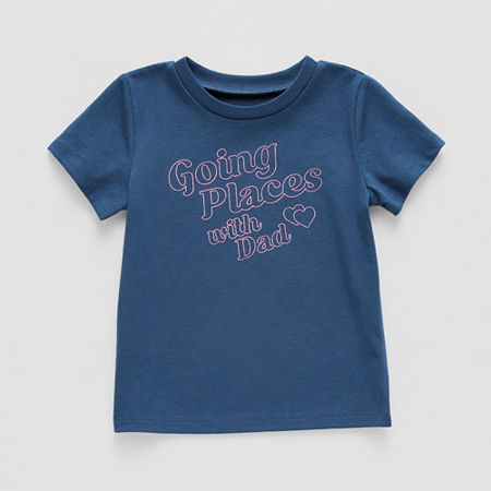 Okie Dokie Toddler & Little Girls Round Neck Short Sleeve Graphic T-Shirt, 4t, Blue