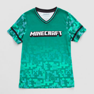 Little & Big Boys V Neck Short Sleeve Minecraft Jersey