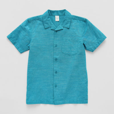 Thereabouts Little & Big Kid Boys Short Sleeve Fitted Regular Fit Button-Down Shirt