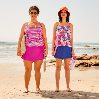 Sonnet Shores Womens Comfort Waistband Neon Plus Swim Skirt