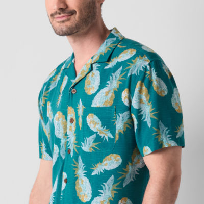 St. John's Bay Button-Down Mens Short Sleeve Breathable Camp Shirt