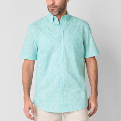 St. John's Bay Breathable Performance Mens Classic Fit Short Sleeve Button-Down Shirt