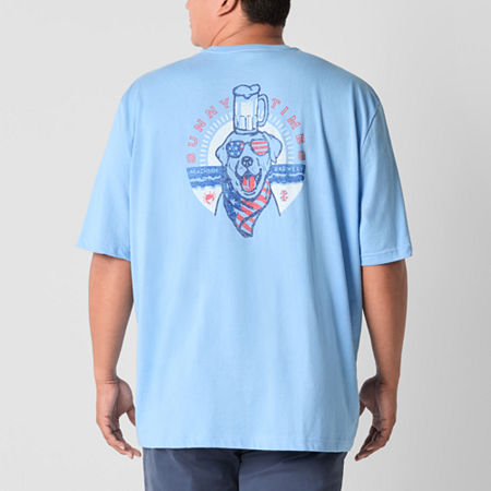 IZOD Big and Tall Saltwater Mens Crew Neck Short Sleeve Classic Fit Graphic T-Shirt, Large Tall, Blue