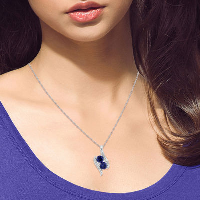 Limited Quantities! Womens Lab Created Sapphire Sterling Silver 18 Inch Pendant Necklace