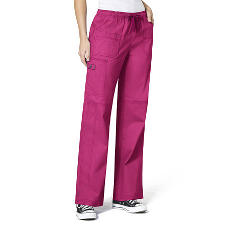 Wink Wonderflex 5108 Faith Multi-Pocket Cargo Womens Tall Scrub Pants, X-small Long, Pink