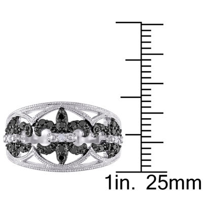 Womens 1/4 CT.T.W. Natural White & Color Enhanced Black Diamond Sterling SIlver Cocktail Ring